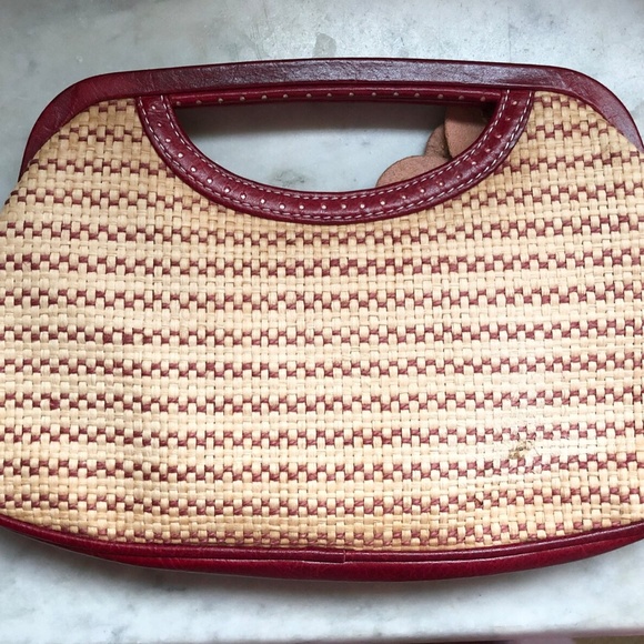 Isabella Fiore Leather & Woven Straw Floral Handbag - Picture 4 of 6